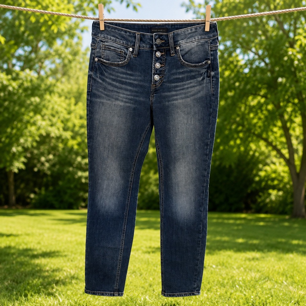 Silver Jeans Co Suki Skinny Women's Jeans Dark Wash Button Fly Stretch 28x29